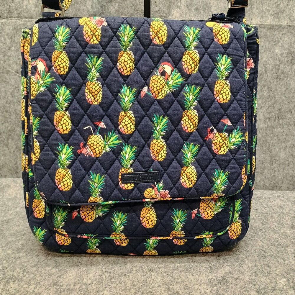 Vera Bradley Toucan Party Mailbag Purse Crossbody Messenger Bag Pineapple - Picture 3 of 16
